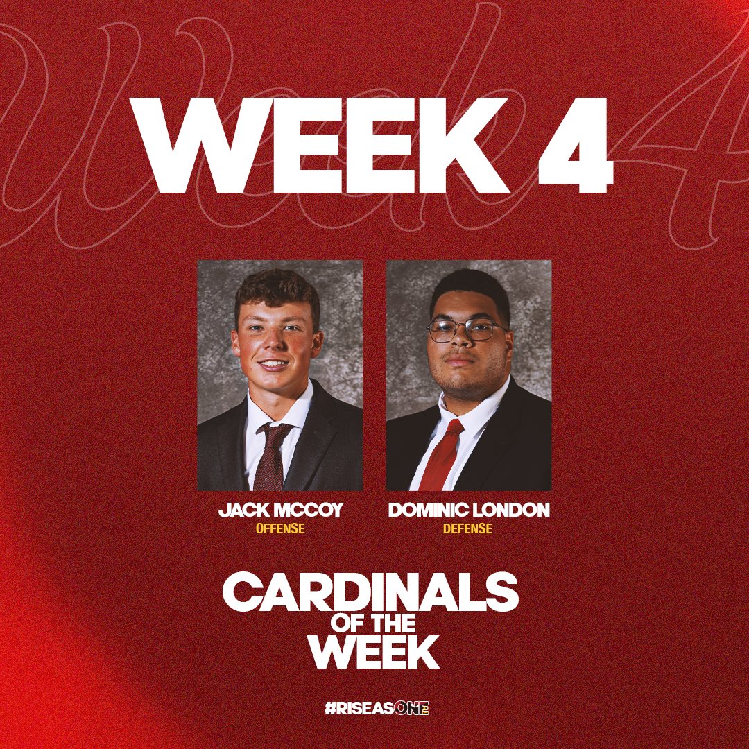 SjfFootball's tweet image. Congratulations to our Cardinals of the Week for Week 4! 

#RiseAsONE #CardinalCode