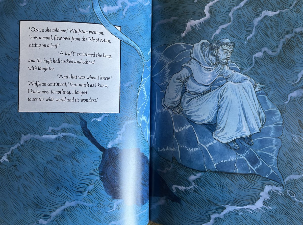 smithsmm's tweet photo. This is marvellous.

“King Alfred and the Ice Coffin” by #KevinCrossleyHolland and stunning illustrated @chrisriddell50. It’s a wonderful story about Alfred and how he valued the power of story, it’s also a thrilling adventure. 
Absolutely top drawer! #PicturebookPage https://t.co/KrNPpE66l5