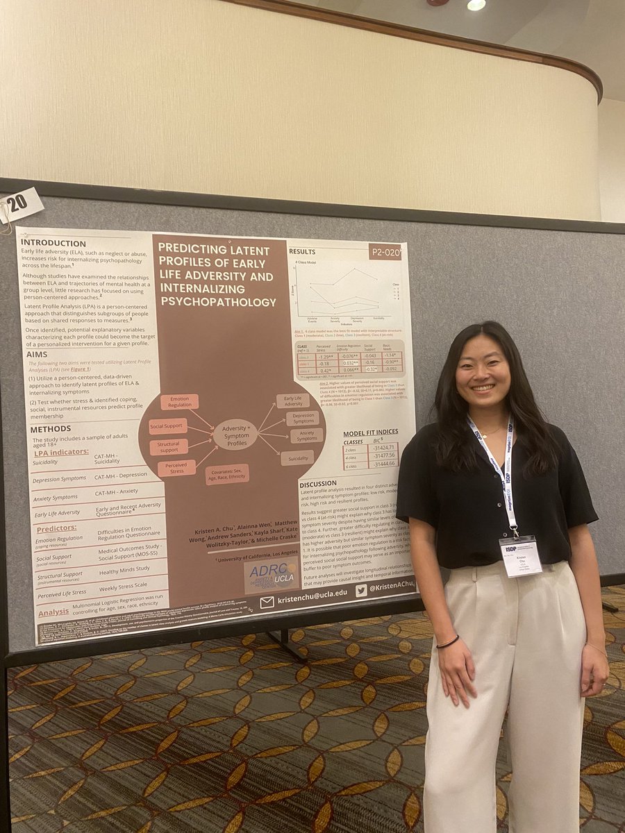 Kristen A Chu (@kristenachu) on Twitter photo If you’re at #ISDP come stop by my poster this evening to see our results investigating latent profiles of early life adversity and internalizing symptoms in young adults! <a href="/ADRC_UCLA/">Anxiety and Depression Research Center at UCLA</a> If you’re at #ISDP come stop by my poster this evening to see our results investigating latent profiles of early life adversity and internalizing symptoms in young adults! <a href="/ADRC_UCLA/">Anxiety and Depression Research Center at UCLA</a>