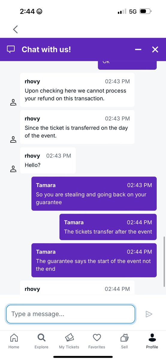 tamaraharp's tweet photo. @StubHub Don’t buy from StubHub they don’t honor their sales https://t.co/TvxImlABT5