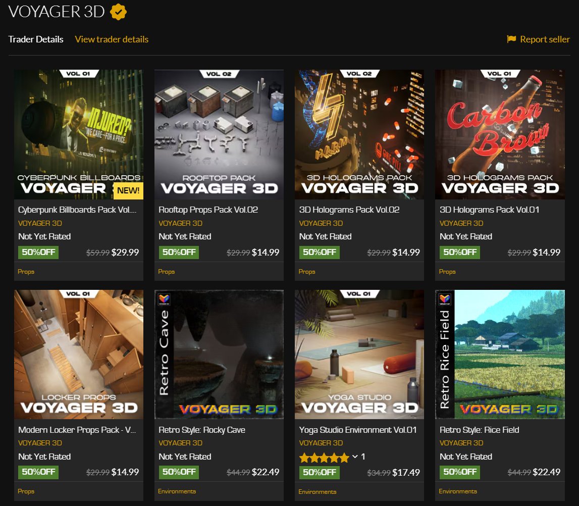 polypusherjake's tweet image. 50% off All 32 of our VOYAGER 3D packs on the Unreal Marketplace, from now through October 7th! We&apos;ve never had a sale this big before!  #gamedev #unrealmarketplace #UnrealEngine #3dart