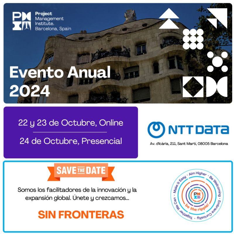 🌍 ¡Barcelona te invita a ser parte de un evento #sinfronteras!
🚀 En el congreso anual del PMI Barcelona, descubriremos juntos cómo los #projectmanagers están impulsando la #innovacion y #conectando a nuestra ciudad con el mundo.
#congresoanual2024
#pmibarcelona
#savethedate