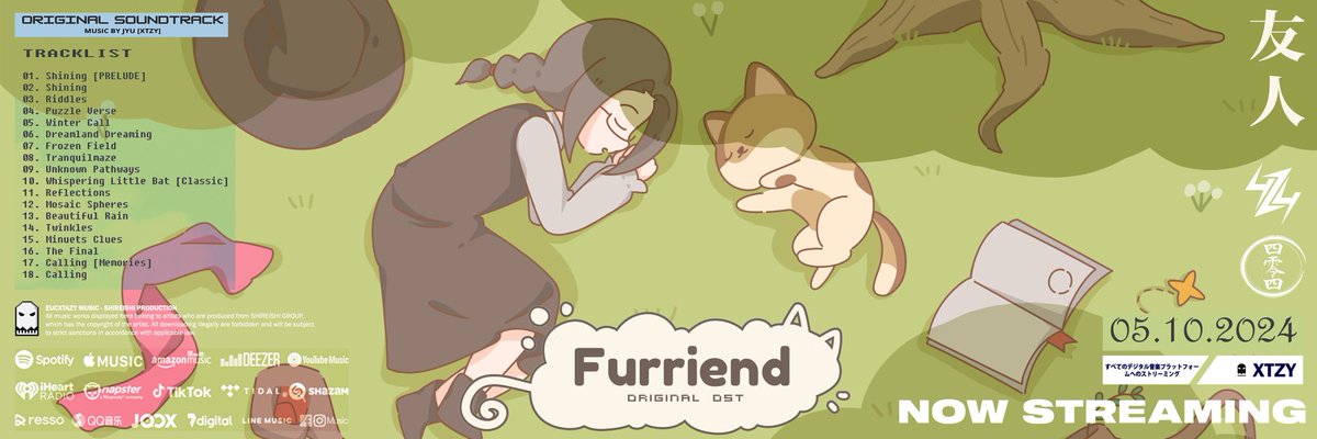 eucxtazy's tweet photo. FURRIEND Original Soundtrack Vol 1.
Release worldwide - 05.10.2024.
.
#eucxtazy #eucxtazymusic 
#furriend #shireishi #shireishiproduction
#STEAM #Gamemusic #gameost https://t.co/f6xauvTbK4