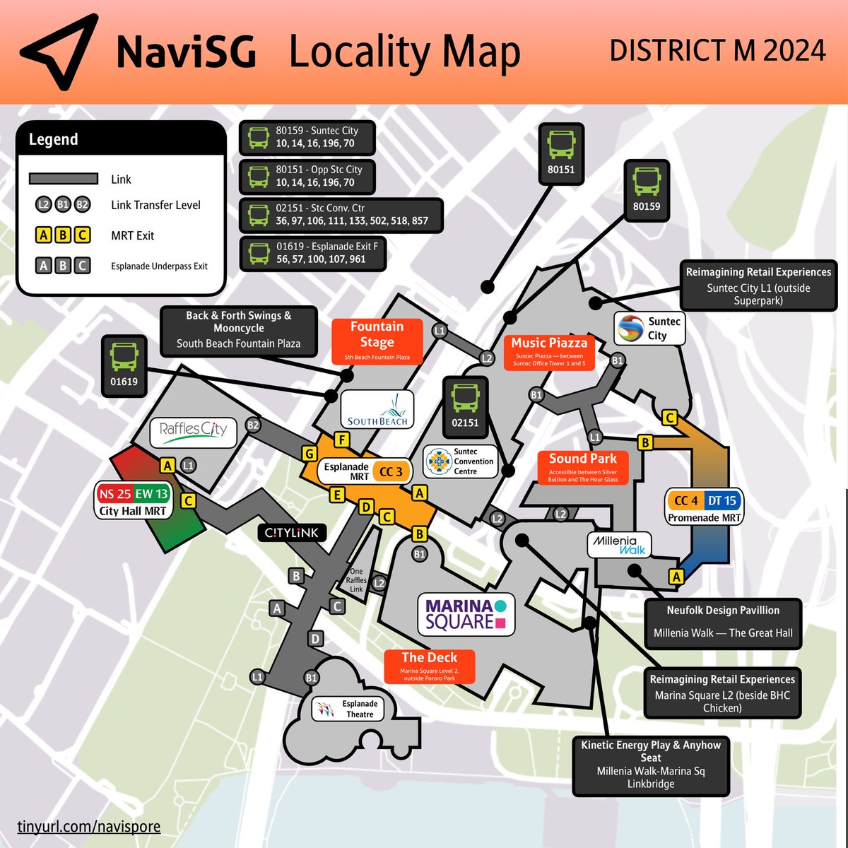 dnflore's tweet photo. (UNOFFICIAL) Do note the various venues of DISTRICT M which are connected to public transport. https://t.co/8nP0N3YDJP
