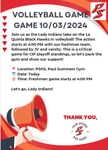 Come by and support the girls volleyball team take on the La Quinta Blackhawks!!

Tickets: gofan.co/event/1740952?…