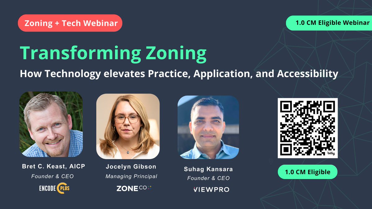 viewprogis's tweet image. Earn 1.0 CM Credit toward your AICP continuing education ...!
Webinar Topic: Transforming Zoning: Technology in Practice, Application & Accessibility"
Registration Link: ringcentr.al/3ZMERPh