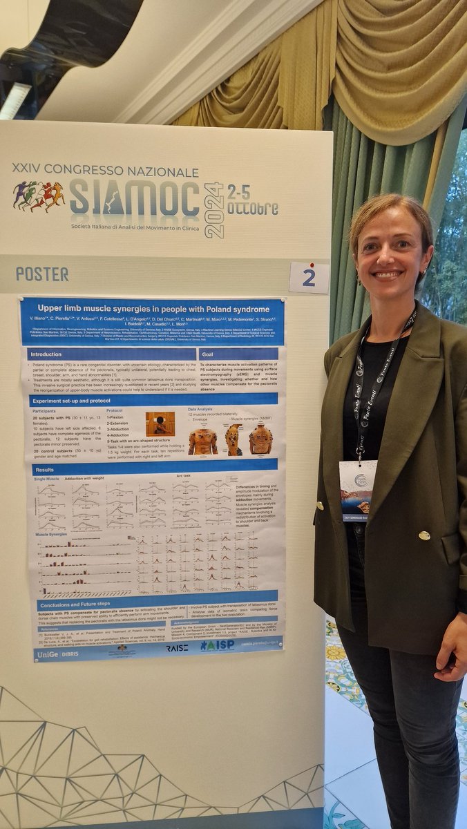 Poster presentation by <a href="/CamillaPierella/">Camilla Pierella</a> at <a href="/Siamoc2/">SIAMOC</a> on #Poland syndrome and #muscle #coordination  
Another work coming from #collaboration with #surgeon and #clinicians