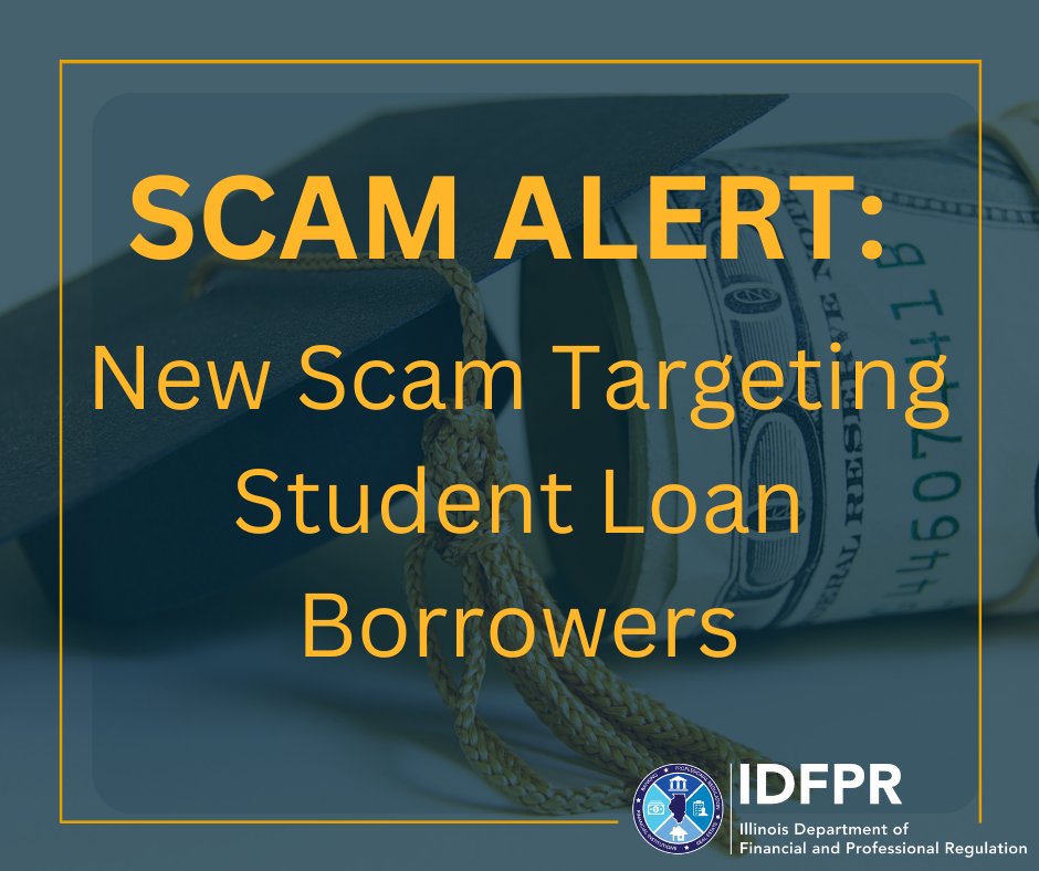 We’re teaming up with the <a href="/ILAttyGeneral/">Illinois Attorney General</a>  to highlight a new scam that targets student loan borrowers seeking relief on their loans.

Learn more about this scam and steps you can take to identify it here: idfpr.illinois.gov/content/dam/so…
