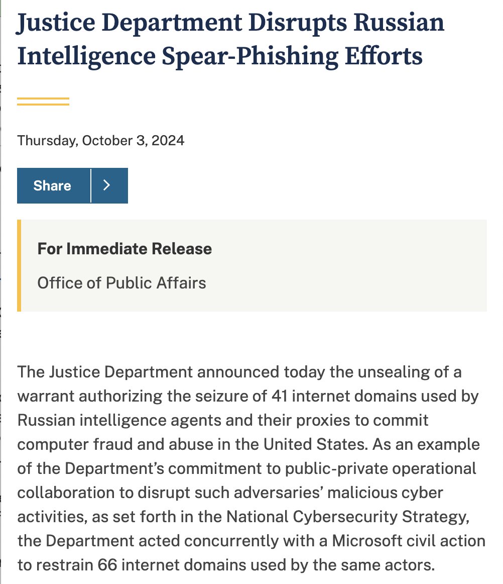 natynettle's tweet image. Excited to announce that we participated in @Microsoft's litigation aimed at seizing 66 domains of the Russian hackers STAR BLIZZARD (COLDRIVER) that we covered in our recent report w/ @citizenlab + @DeptFirst
@TheJusticeDept also seized 41 domains
accessnow.org/press-release/β¦