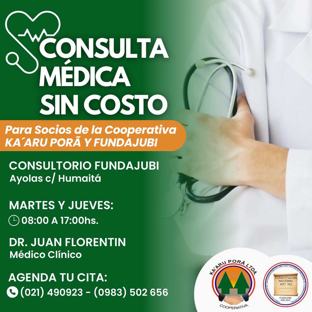Consultas médicas gratuitas todos los Martes y Jueves para los Socios🤩

ℹ️Agendate sin costo: 
021490923 - 0983502656