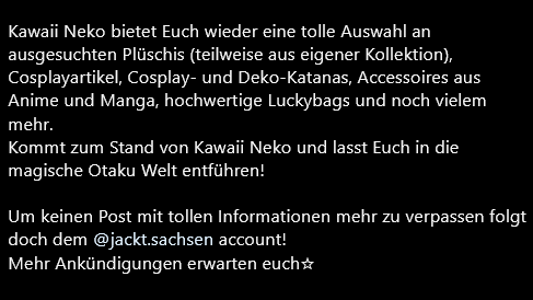 JACKT_Sachsen's tweet photo. Hallo, liebe Besucher!
Hier geht es weiter mit den Künstler zur Halloween Convention!
#jackt #jacktsachsen #convention #cosplay #cosplayconvention #halloweenconvention #chemnitz https://t.co/f4SYygEaLg