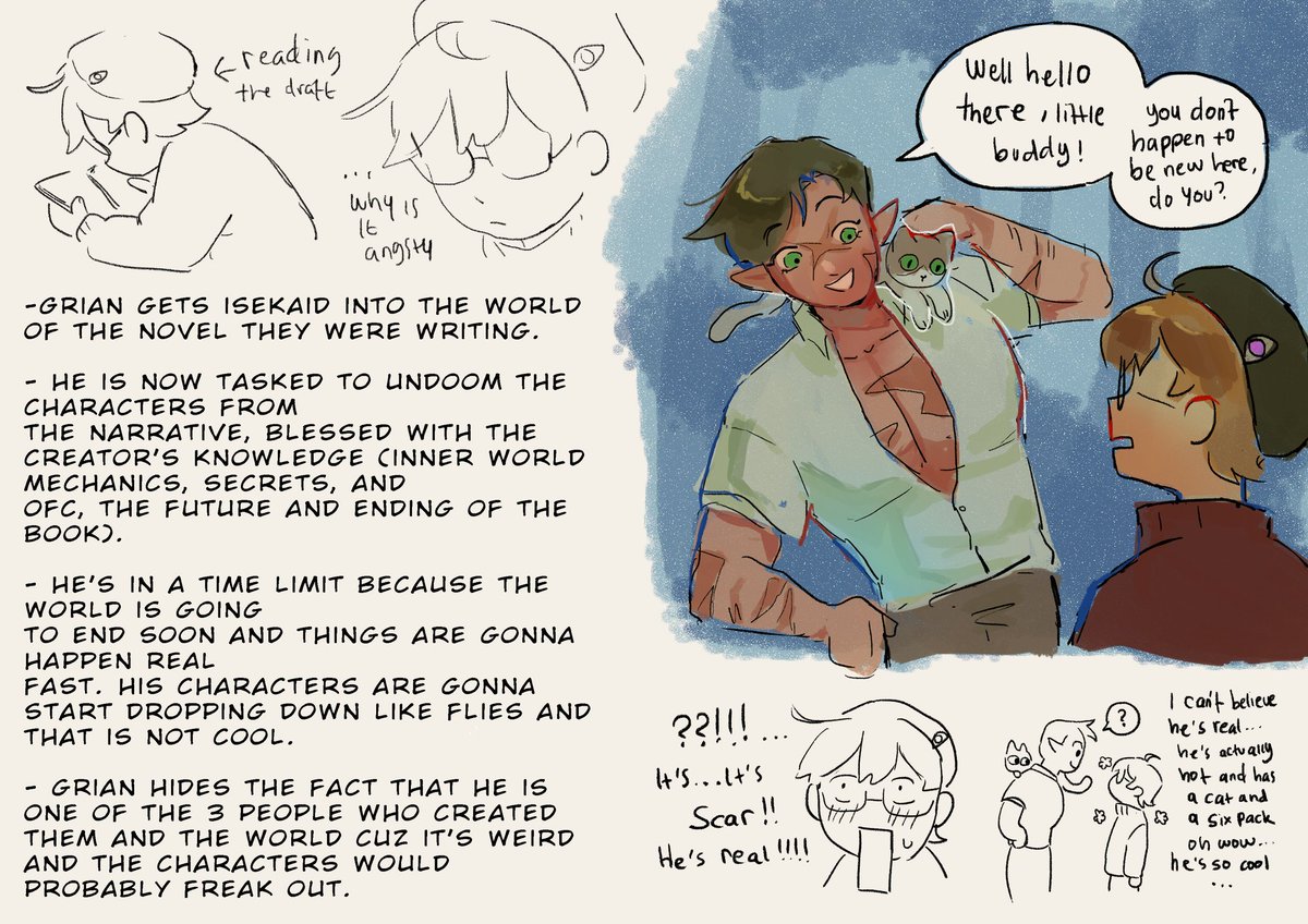 mambodork's tweet photo. Grian isekai au because the life series watcher lore is so isekai coded... like fym this guy turned into a player to save his friends that is literally a isekaier right there!!!! Also i kinda got carried away and accidentally rendered what was supposed to be a doodle im so cooked https://t.co/udHWjY0xj5