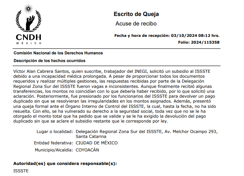 AlanC_Santos1's tweet photo. @ISSSTE_mx @usuarios_issste @BerthaAlcalde @martibatres @SinEmbargoMX El @ISSSTE_mx vulnera los derechos de los trabajadores del estado https://t.co/85NYpKjVbd