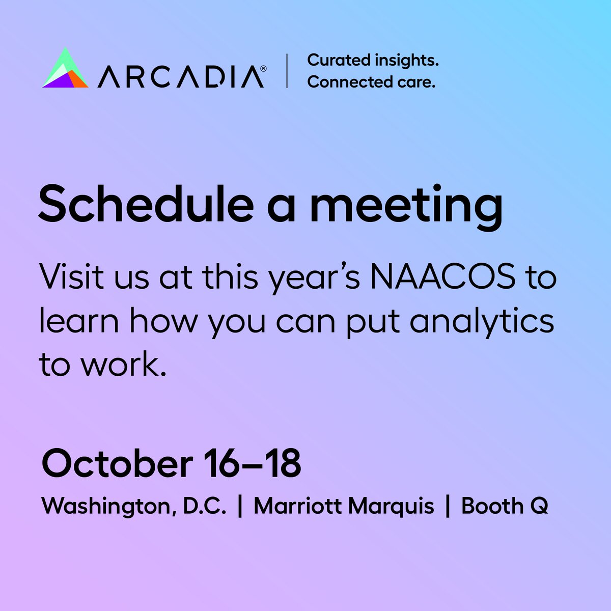 More money, fewer sick patients &amp; more resources? Data makes it possible. Book a meeting with us in Booth Q at this year’s #NAACOS to learn how you can put #healthcareanalytics to work to improve your ACO’s performance. 

Learn more: ttps://arcadia.io/resources/naacos-fall-2024
