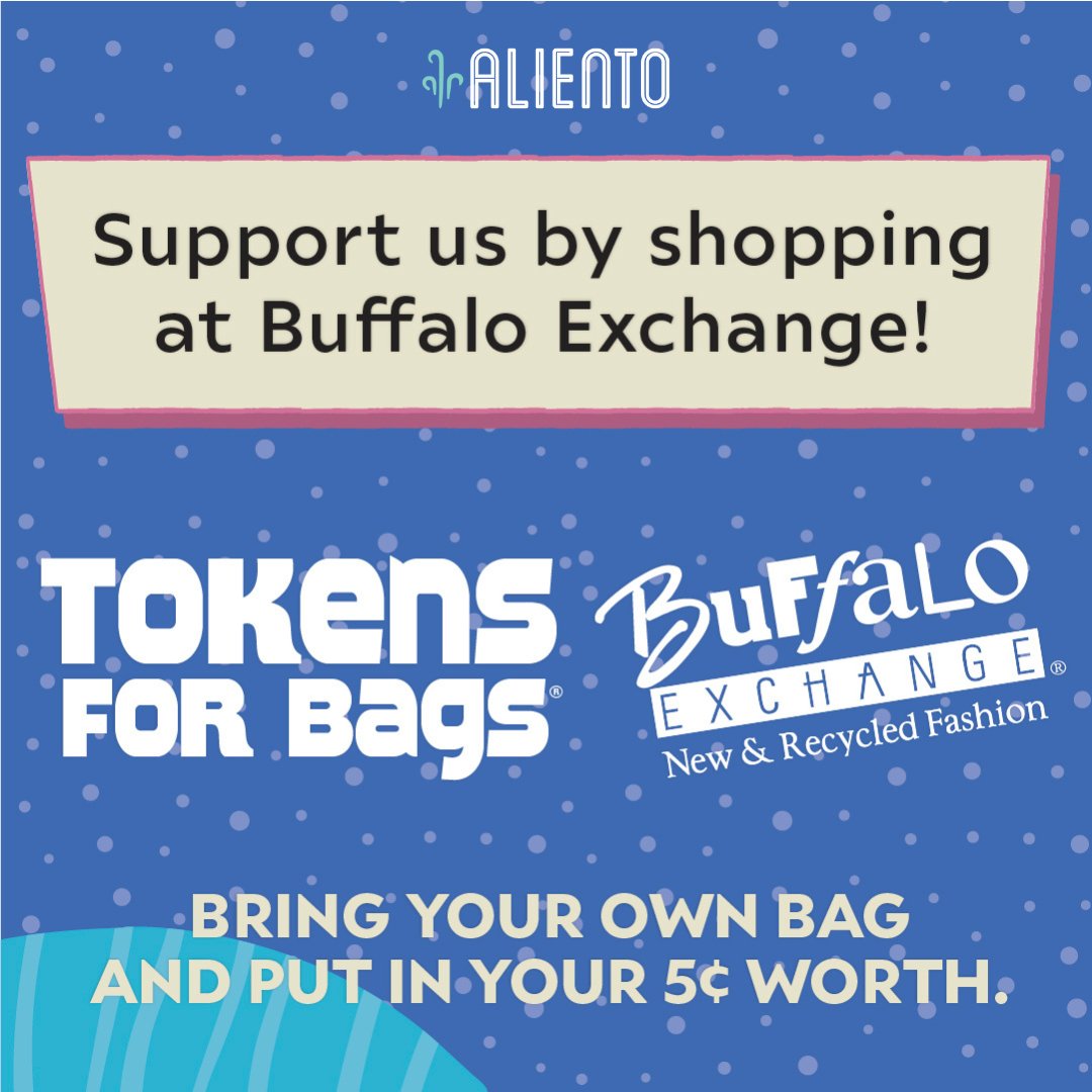 From July to December, Aliento proudly joins the Buffalo Exchange Tokens for Bags® program! 💖 Shop at @BuffaloExchange Phoenix, skip the plastic bag, &amp; donate your 5-cent token to support our mission while reducing waste. 🌱💚

#AlientoAZ #BuffaloExchange