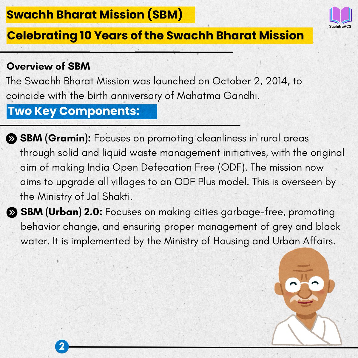 SuchitraACS's tweet photo. 📚 Current Affairs by SuchitraACS📚
APSC CCE GS Paper 2, Social Justice: 10 years of Swachh Bharat Mission
#apsccurrentaffairs #apsc2025 #ardr #Asasamcurrentaffairs #gspaper2 #socialjustice #10yearsofswachhbharatmission #assam #upsc https://t.co/6H6lklwrnI
