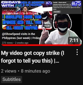DS_G4m1ng's tweet photo. Watch my new episode at Fridays with D4rkSlay3rGam1ng episode 75 --> https://t.co/MMu5K8Ri26

#fridayswithdsg #copystrike #episode75 #ishowspeed #copystrikevideo #Youtube #thumbnail #copyright #sharethoughts #ishowspeedviral #ishowspeedphilippines #d4rkslay3rgam1ng #foryou https://t.co/4yHN7WdOrE