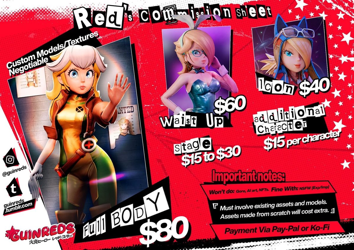 guinreds's tweet image. Quick reminder that my comms are open! 😤😤 You can DM me or hit me up at my discord (guinworkers)!