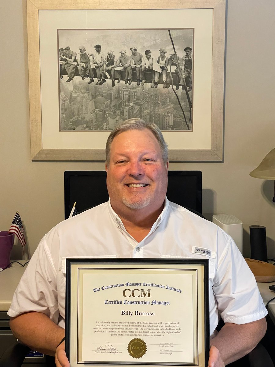 Allworld_PM's tweet photo. Big congrats to Bill Burross for passing his Certified Construction Manager (CCM) exam last week! He’s now one of only two CCMs in all of Shelby County, TN. This is an incredible achievement! 
We’re so proud to have him on our team! https://t.co/FJOjTrIfJ4