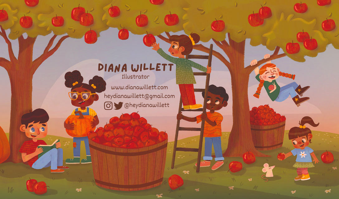 Hello 👋 #KidLitArtPostcard ! 
I'm an Illustrator currently looking for work and representation.  I'd love to illustrate picture books, board books, and magazines. Let's work together!   
dianawillett.com 
heydianawillett@gmail.com