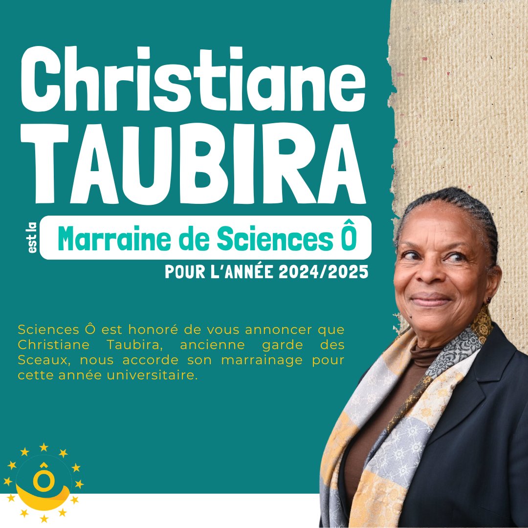 Une grande nouvelle pour Sciences Ô !✨

Christiane Taubira, ex Garde des Sceaux et figure politique ultramaeint majeure, nous fait l'honneur d'être notre marraine!
Son engagement est une véritable source d’inspiration pour nos étudiant·es.
Nous la remercions pour sa confiance.