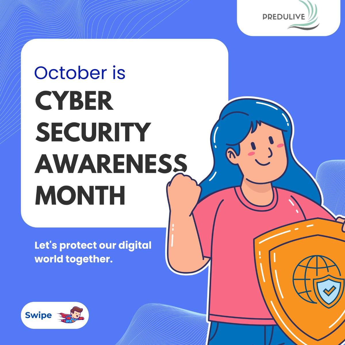 PreduliveF's tweet photo. 🛡️ October is Cybersecurity Awareness Month! 🛡️

Stay safe online—use strong passwords, enable 2FA and watch out for phishing.

Follow us for more tips on LinkedIn, Twitter, Facebook and Instagram!

#CyberSecurityAwareness #StaySafe #PreduliveLabs https://t.co/oac3ec8OXW
