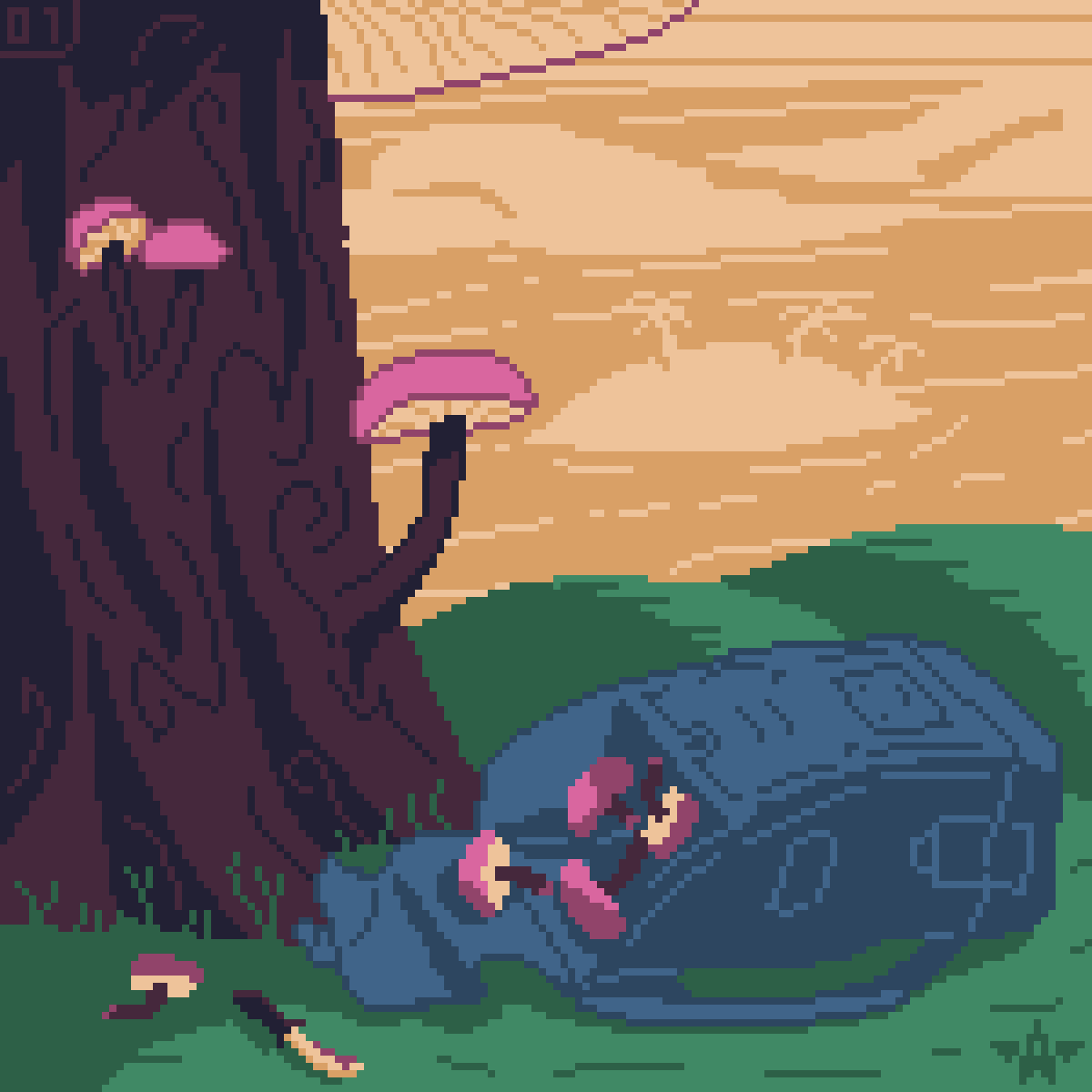 Welp, time to do Inktober!
This year I'll be doing little pixel art scenes, let's see how far I get :p