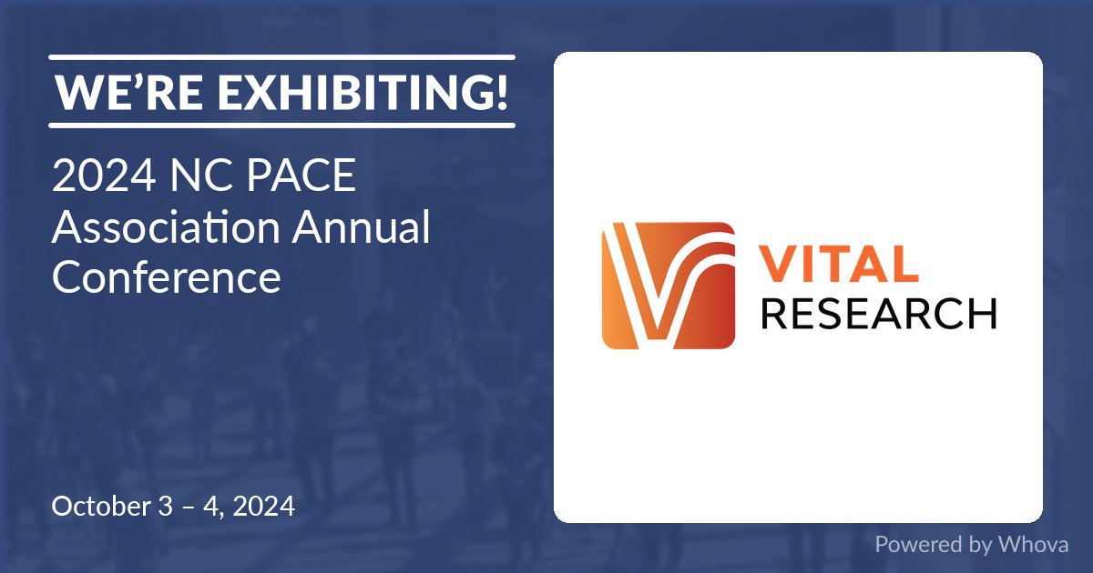 vital_research's tweet image. We are proud to work with every PACE program in the state of North Carolina. Find Vital Research in the exhibit hall on October 3-4 during the 2024 NC PACE Association Annual Conference.
#NCPACEAssociation #NCPACEConference #SettingthePACE #NC