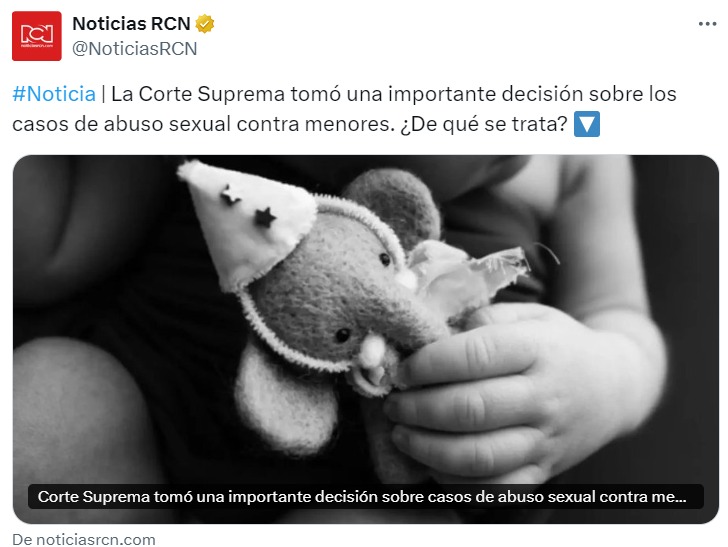 PartidoMIRA's tweet photo. Nuevo fallo de la @CorteSupremaJ: testimonio de un menor de 18 años víctima de abuso sexual, es suficiente si tiene el respaldo de un psicólogo, para condenar al agresor.

Para el @PartidoMIRA, la decisión del alto tribunal es un avance significativo en contra de la impunidad. Además, se suma a otros esfuerzos estatales para reforzar la ruta de atención integral y de acceso a la justicia, para menores víctimas de este delito.

También destacamos el nuevo anuncio de @Supertransporte: 1) reforzar controles a movilidad de menores vía terrestre; 2) vigilar acompañamiento de padres o tutores; y 3) exigir autorizaciones en terminales intermunicipales.

Con estas medidas, Colombia avanza en la prevención de la explotación sexual y comercial de menores. Este es un deber del Estado y una causa del @PartidoMIRA Ⓜ️

Noticia Corte Superma: https://t.co/ZZ3JP77DKa

Noticia Supertransporte: https://t.co/g0I9V6DDpq