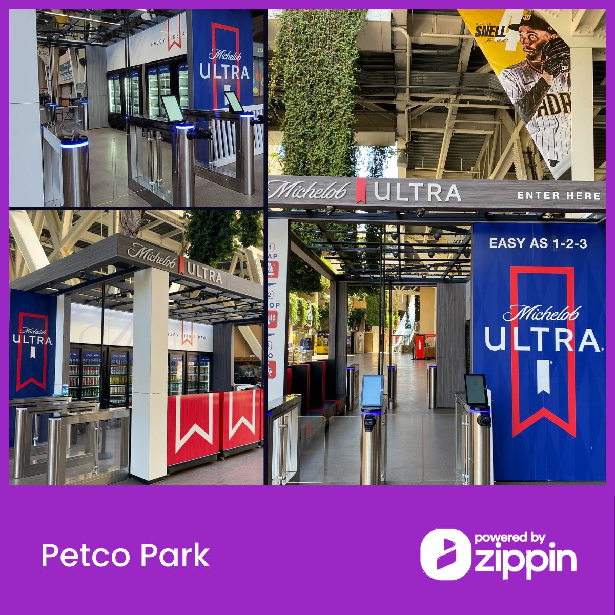 GetZippin's tweet photo. 🎉Congratulations to the @Padres for winning last night's ⚾Wild Card⚾ game. @PetcoPark is just one of the @MLB stadiums powered by Zippin. It took fans just ⏱️27 seconds to grab their 🍺. So fast, 30% of shoppers came back for more! #sporstech #retailtech #petcopark #padres https://t.co/Vz0kXHRxIo