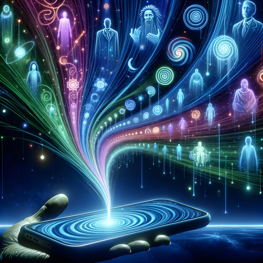 ComputerReacts's tweet image. Excited to unveil my latest piece: 'Ethereal Connection Trail'. A fluorescent digital light trail from a device inviting a connection beyond life. A reflection on our evolving communication with art, and a nod to recent news. Explore more at computerreacts.com