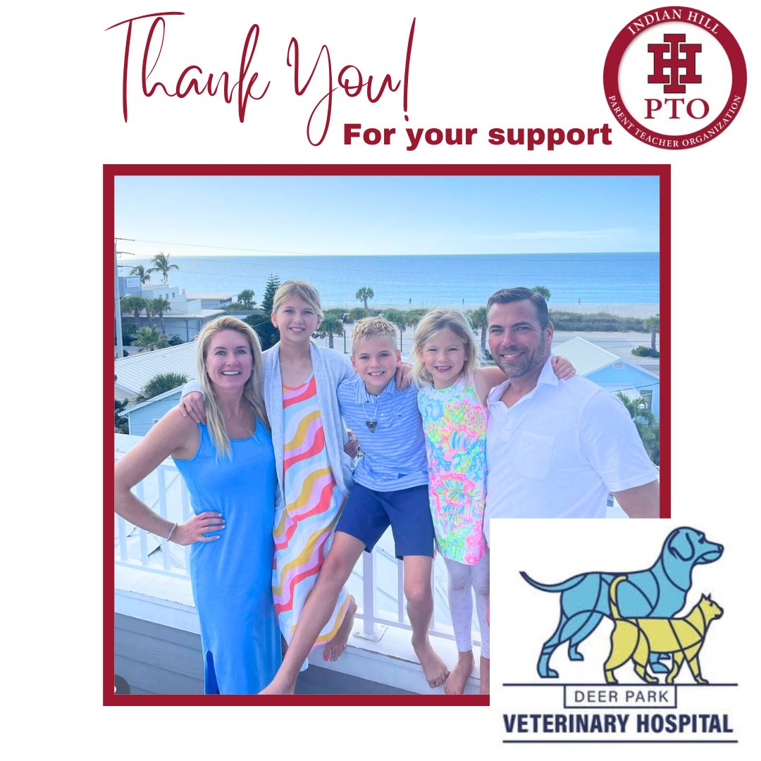 Thank you to the Miller Family, owners of the Deer Park Veterinary Hospital, for sponsoring the IH PTO!
Deer Park Veterinary Hospital is a family-friendly, full-service veterinary hospital.
Learn more at dpvh.net or find them on instagram @deerparkvethospital.