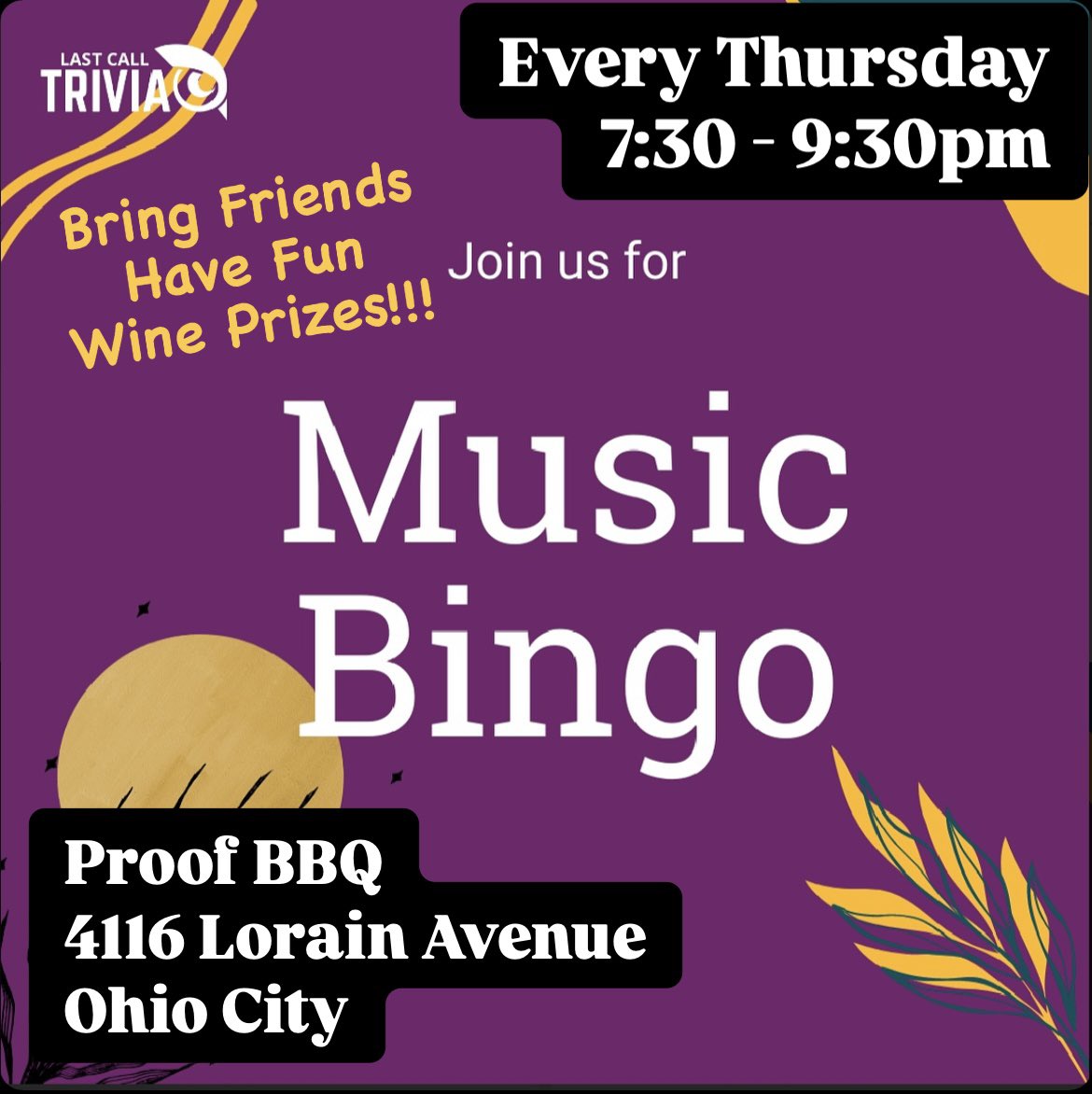 Bring some friends and enjoy Music Bingo tonight!!!