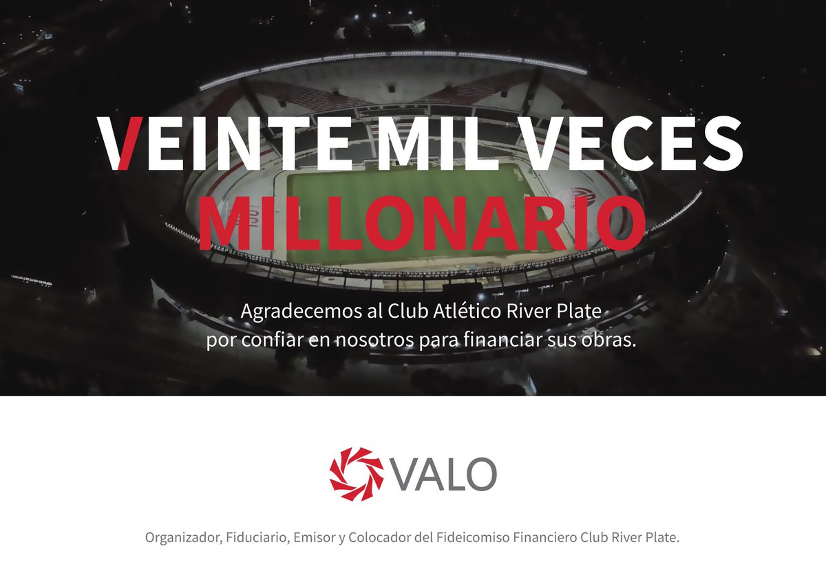 valo_arg's tweet photo. Felicitamos al Club Atlético River Plate (@RiverPlate) en su debut en el mercado de capitales. https://t.co/u0uDRV83pf