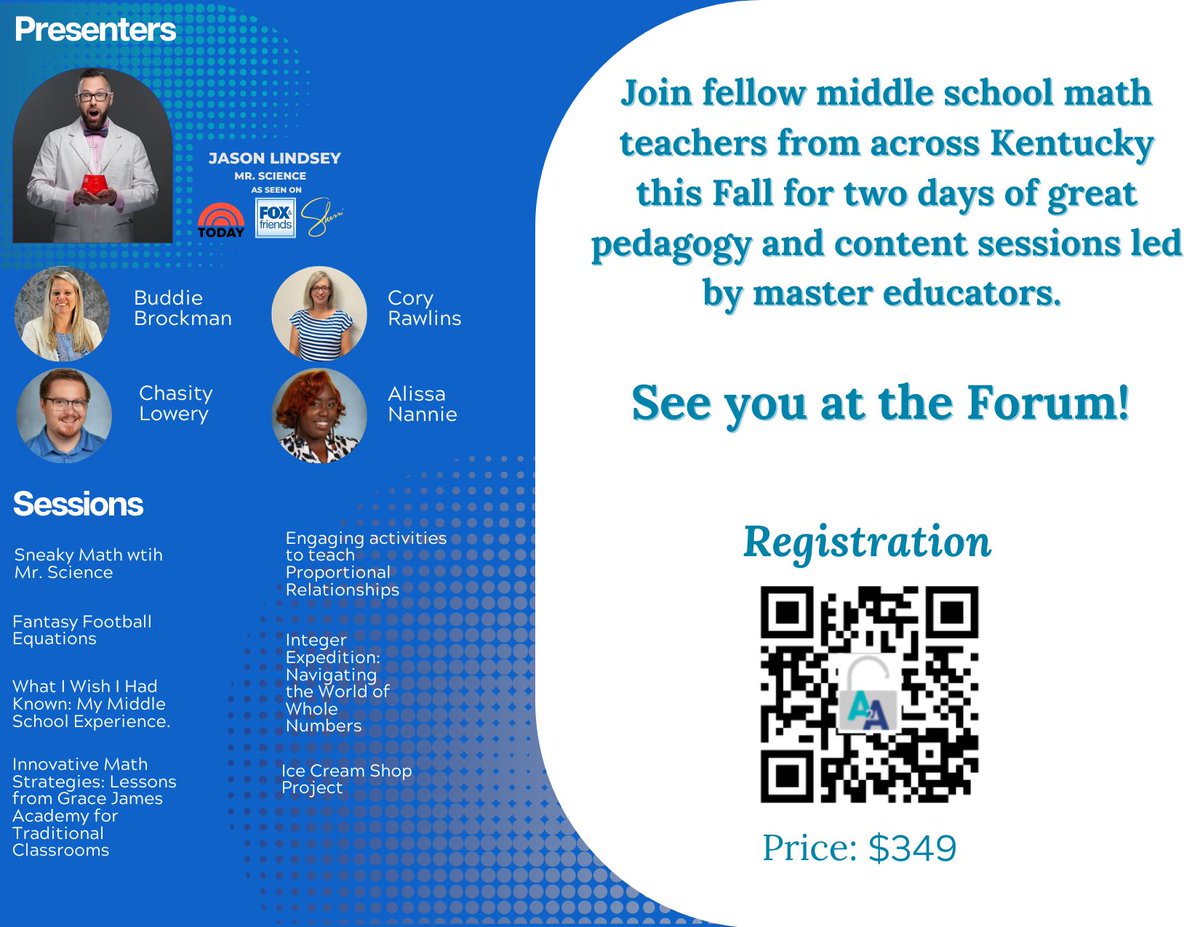 AdvanceKentucky Fall Forum is just around the corner! Join our expert educators in Louisville Nov. 1-2 for two days full of subject-specific training available in two tracks: 
Middle School Math Teachers: buff.ly/4drNH8o 
AP Teachers: buff.ly/3zStGKj