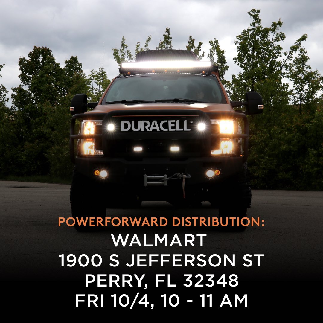 Duracell's tweet image. #PowerForward will be deploying at #Walmart to aid those impacted by #HurricaneHelene. We will be distributing free batteries and power banks. Please stay safe and follow us on X and Facebook for live updates.