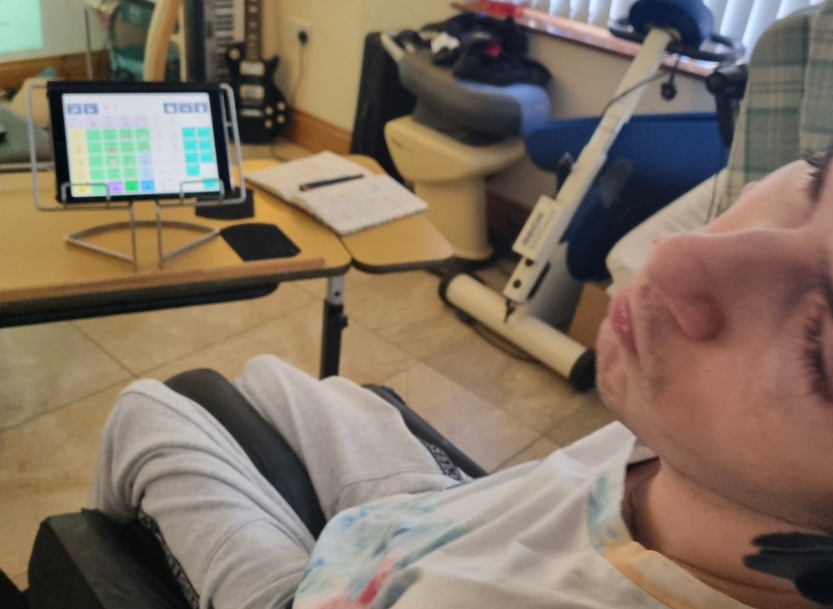 1_forget's tweet photo. #MrX continued progress on his @SoundsofIntent #TrinityMusicAward inspired by #Kandinsky! We explored #Timbre, #Dynamics, #Tempo & #Rhythm using @ThinkSmartbox's #GridForIpad with a #HeadSwitch.
Celebrating #AACAwarenessMonth through music! https://t.co/QdikEzLNmH