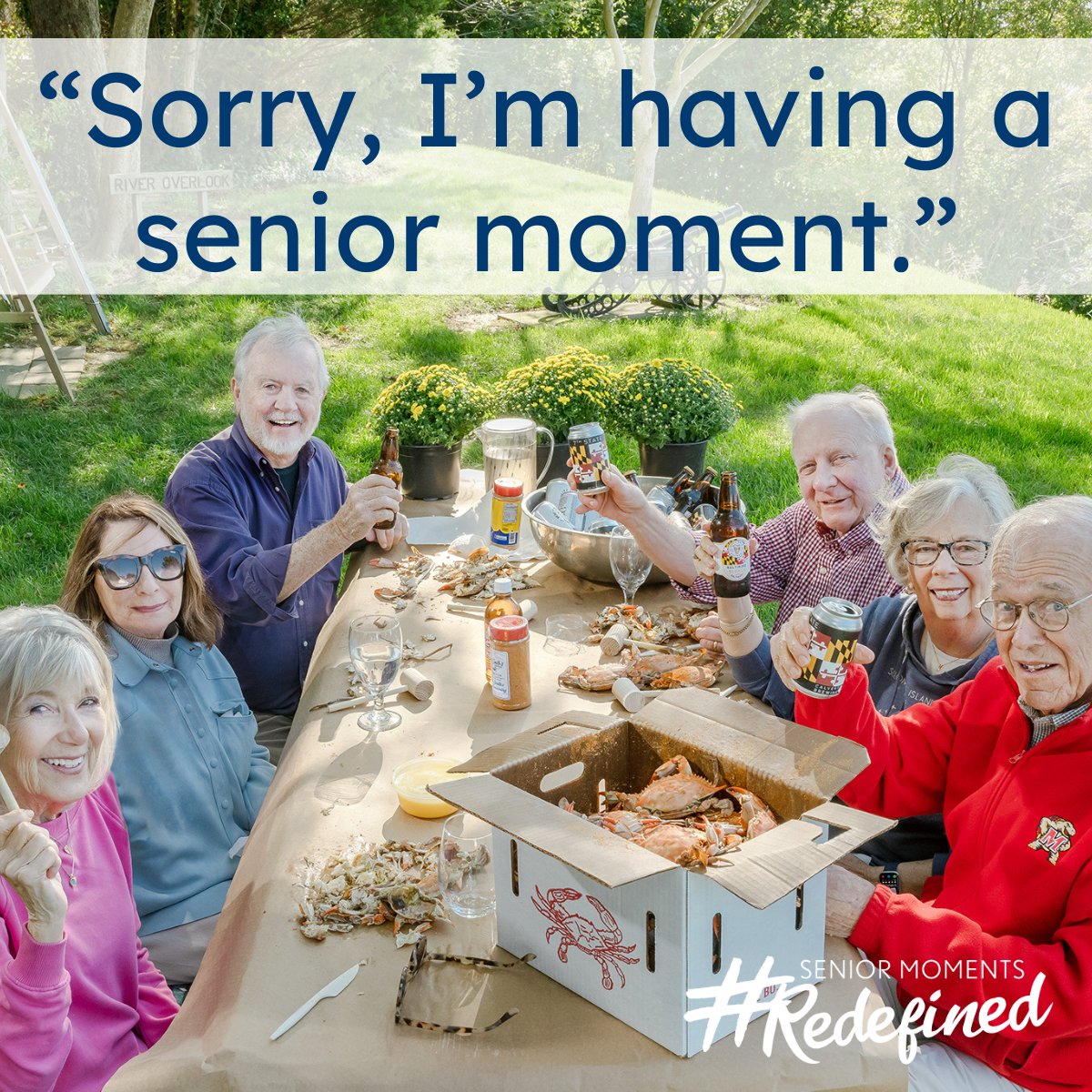 Asbury Solomons residents are gathered around for a delightful crab feast, embracing the tasty tradition &amp; redefining "senior moments" with every shell opened. #AsburyCommunities #SeniorMomentsRedefined