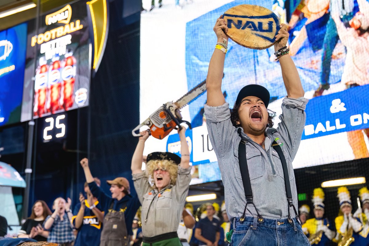 NAUAthletics's tweet photo. Rooted in history. 🌲🪓

Thank you, NAU Logging Team, for being part of the best collegiate tradition!
 
 #RaiseTheFlag https://t.co/07u4UE5xeQ