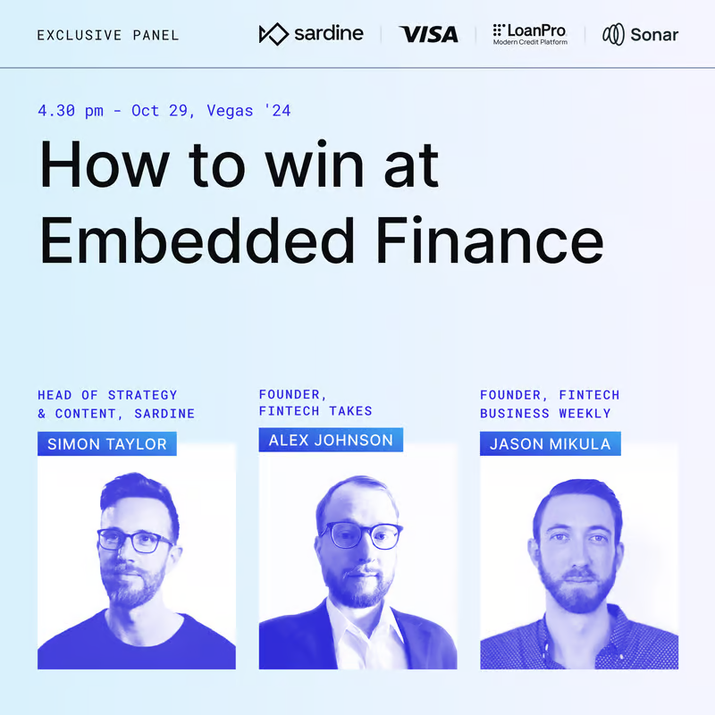 How to win at embedded finance?

It's been a crazy year for sponsor banks and fintech. But we can raise the bar. This exclusive Chatham house, quiet-part-out-loud panel, and discussion will never be broadcast.

If you care about making the industry better.

At a bank
At a fintech
