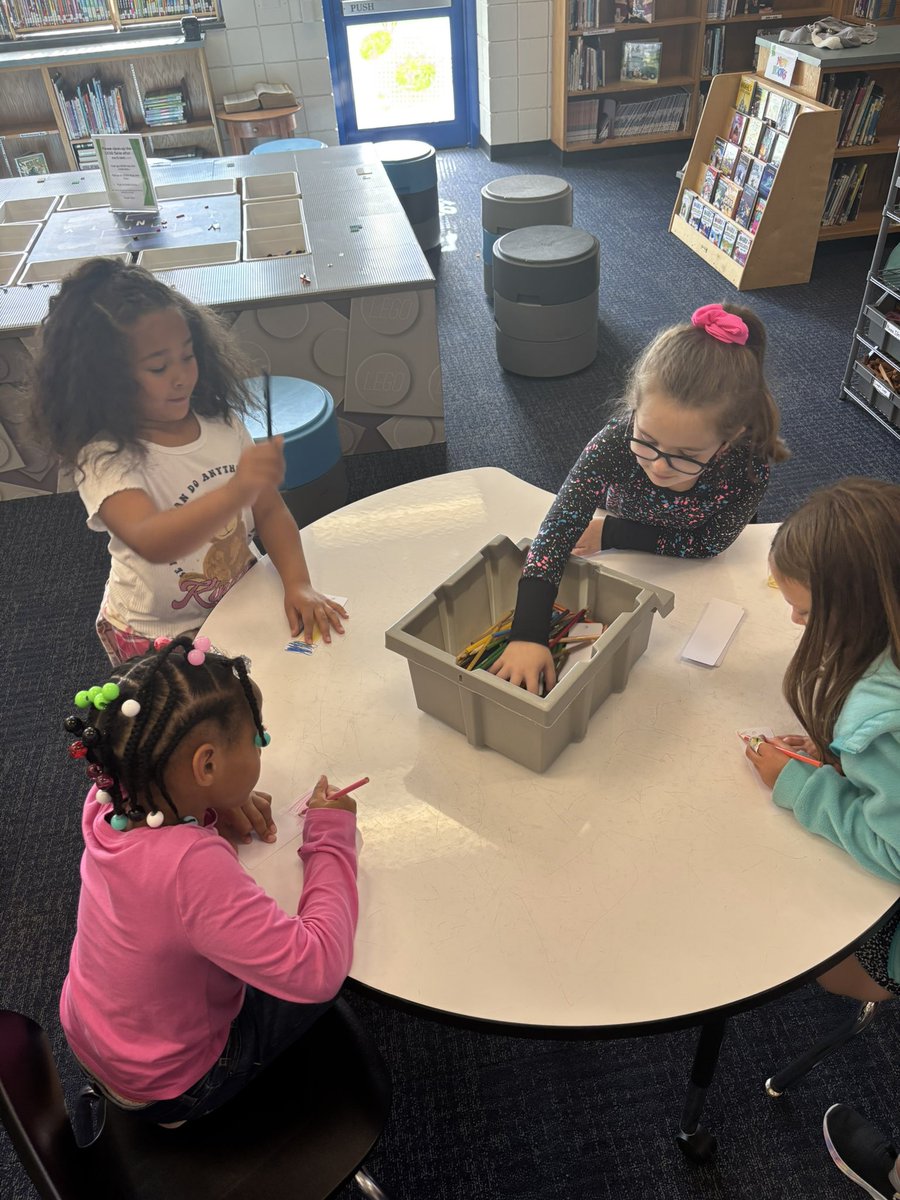 MrChairge's tweet photo. Mrs. Paluda’s library class working at different imagination stations. Student had choices of the interactive sandbox, coloring station, or building with blocks @TASDMediaMakers @west_elem https://t.co/ybP05ixoLS