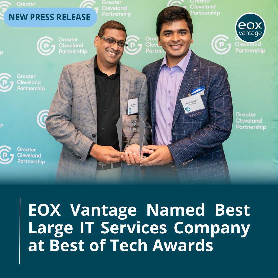 eoxvantage's tweet image. We’re thrilled to share more details about our recent recognition! Read our press release to find out why EOX Vantage was named Best Large IT Services Company at the Best of Tech Awards and how we’re driving tech innovation: hubs.li/Q02S3ddy0

#BestofTech #TechLeadership