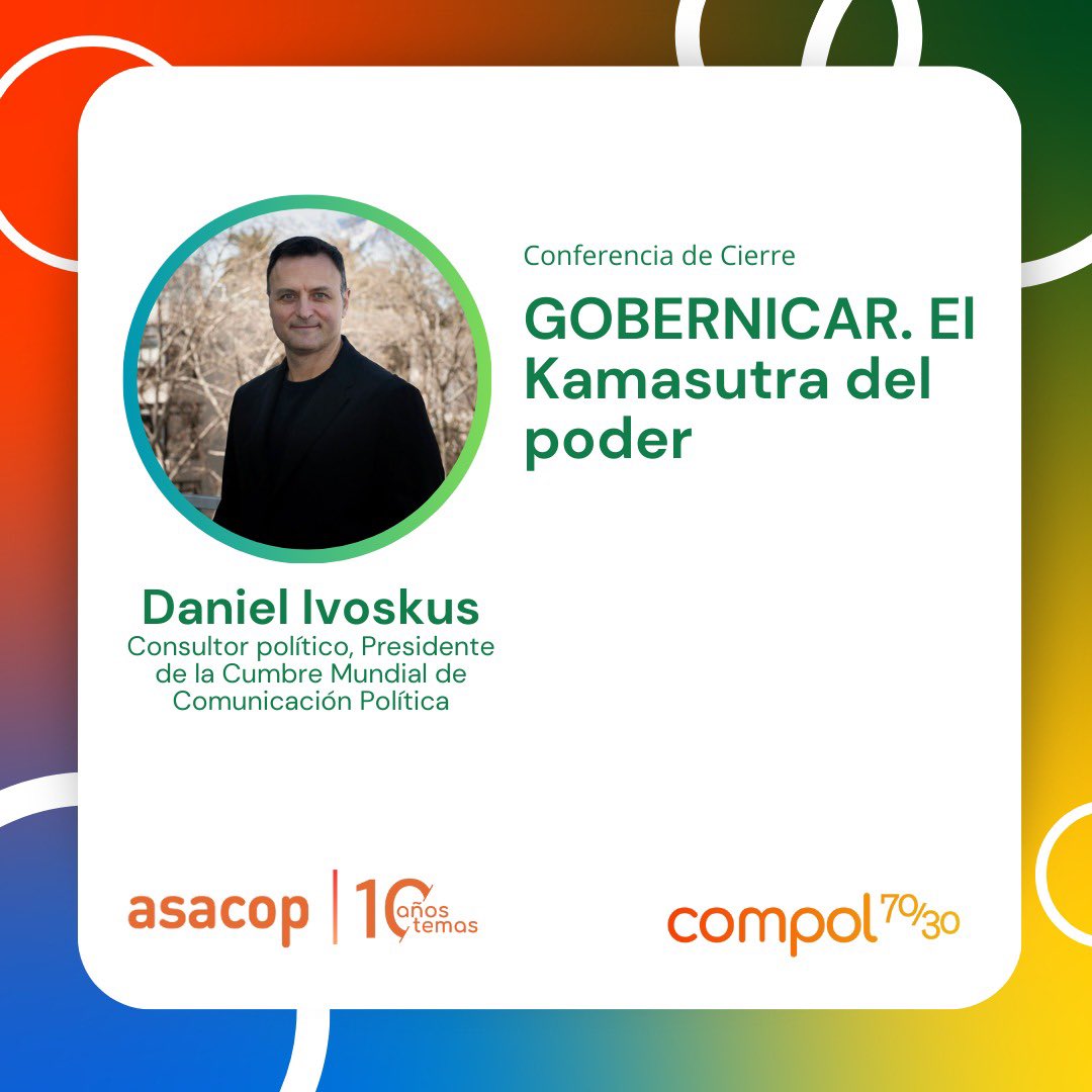 Comenzó el encuentro anual de <a href="/Asacop_arg/">asacop</a> #10años #ComPol mañana los espero para GOBERNICAR. 

🗓️ Día *Viernes 4 de octubre*
⏰ Hora *18:35*

Conferencia de cierre: 

GOBERNICAR: El Kamasutra del poder*