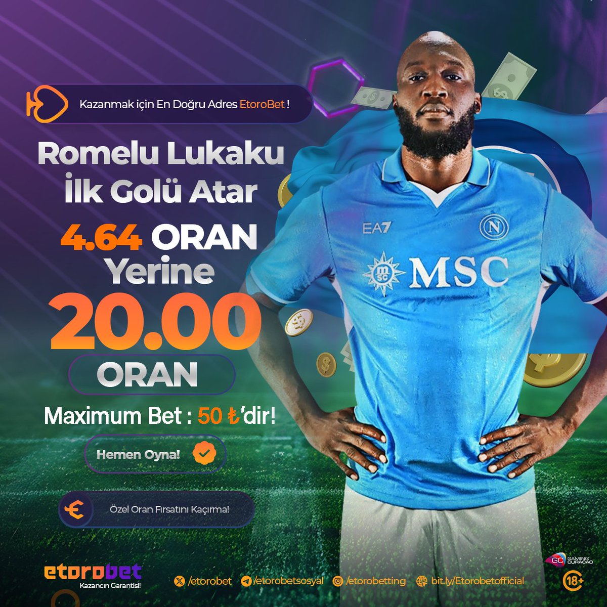 etorobet's tweet photo. 📣 Büyük fırsat! Etorobet'te!
04.10.24 Tarihinde Oynanacak Olan Napoli VS Como Maçına Özel
⚽️ Romelu Lukaku İlk Golü Atar 4.64 Oran Yerine maça özel 20.00 oran! 🥳
🔥 Şimdi hemen oynayıp bu inanılmaz fırsatı kaçırma! 💪⚽️

👉 Etorobet’te oyna! https://t.co/tUO7k3c3ZD https://t.co/IFoDmyk44H