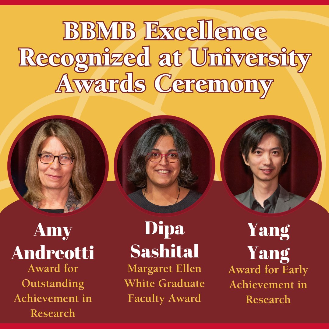 BBMB at Iowa State (@bbmbisu) on Twitter photo Congrats to faculty Amy Andreotti, Dipa Sashital, and Yang Yang, who were honored last week at the <a href="/IowaStateU/">Iowa State University</a> -wide Awards Ceremony! Read more at instagram.com/p/DArHV2MSUKq/ Congrats to faculty Amy Andreotti, Dipa Sashital, and Yang Yang, who were honored last week at the <a href="/IowaStateU/">Iowa State University</a> -wide Awards Ceremony! Read more at instagram.com/p/DArHV2MSUKq/