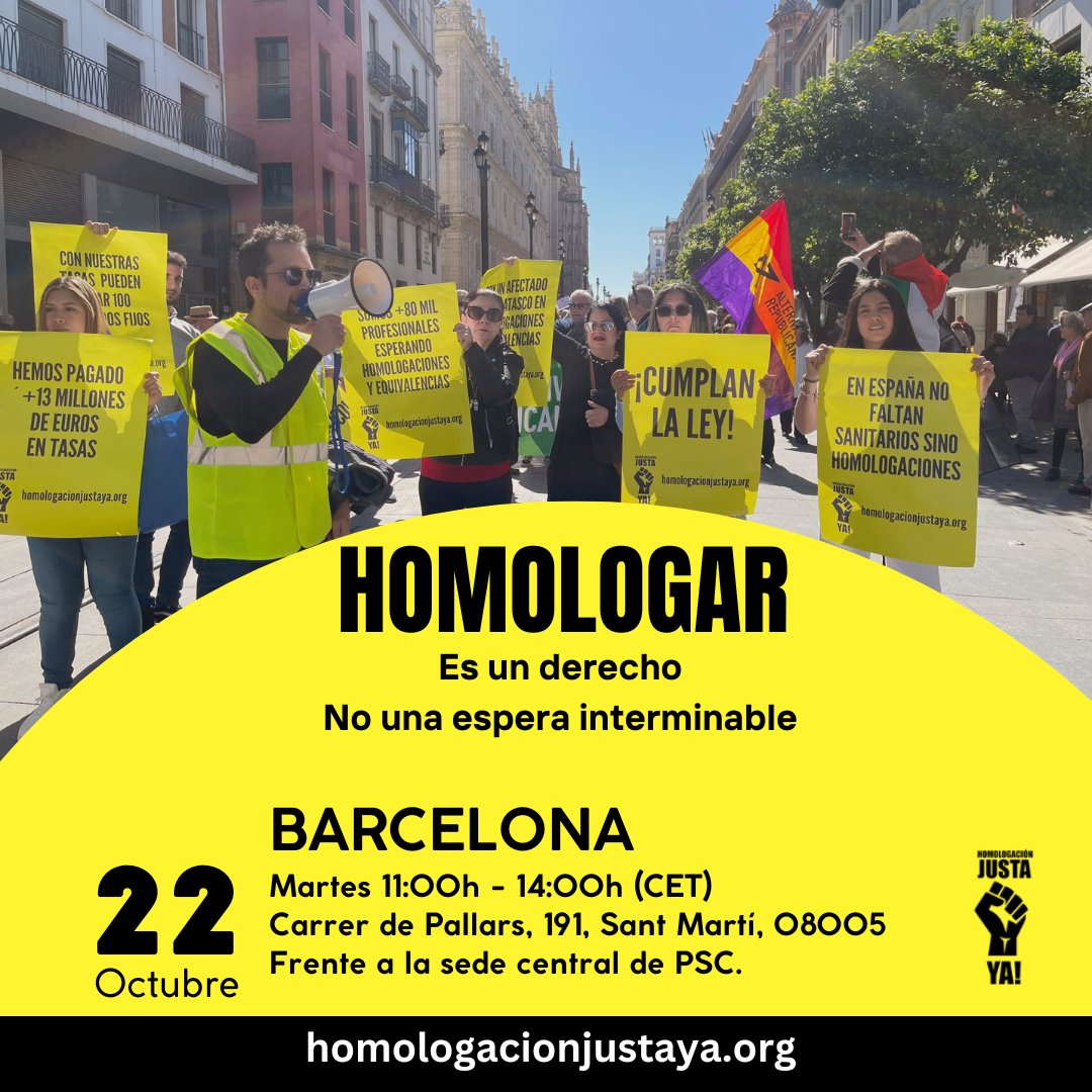 homologacionjya's tweet photo. No puedes asistir a la manifestación en Madrid el 22 de octubre?. ¡Valencia y Barcelona se unen! Prográmate y aprovecha la oportunidad de alzar tu voz.📢. ¡TE ESPERAMOS! #homologacionjustaya @TheObjective_es @elespanolcom @elmundoes @redaccionmedica @valenciaplaza https://t.co/jASVgMhwmq