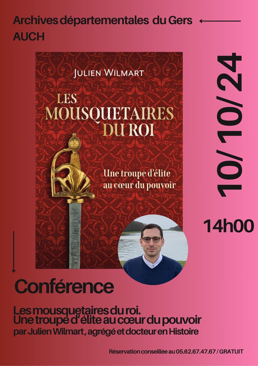 📷 Rendez-vous à ne pas manquer ce mois-ci aux <a href="/archives_gers/">Archives départementales du Gers</a>  !

✅Conférence exceptionnelle de <a href="/JulienWilmart/">Julien Wilmart</a>, agrégé et docteur en  Histoire, autour de son ouvrage sur 𝐋𝐞𝐬 𝐦𝐨𝐮𝐬𝐪𝐮𝐞𝐭𝐚𝐢𝐫𝐞𝐬 𝐝𝐮 𝐫𝐨𝐢, publié chez <a href="/Ed_Tallandier/">Éditions Tallandier</a>.

Venez nombreux ‼️