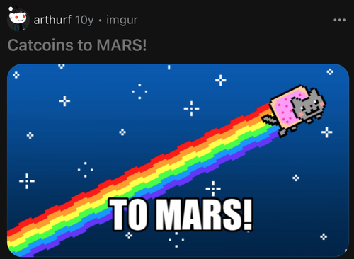 Catcoin_CTO's tweet photo. #CATCOIN has been on its way to MARS for over 10 years. Time to complete the mission https://t.co/nopToZNV6J