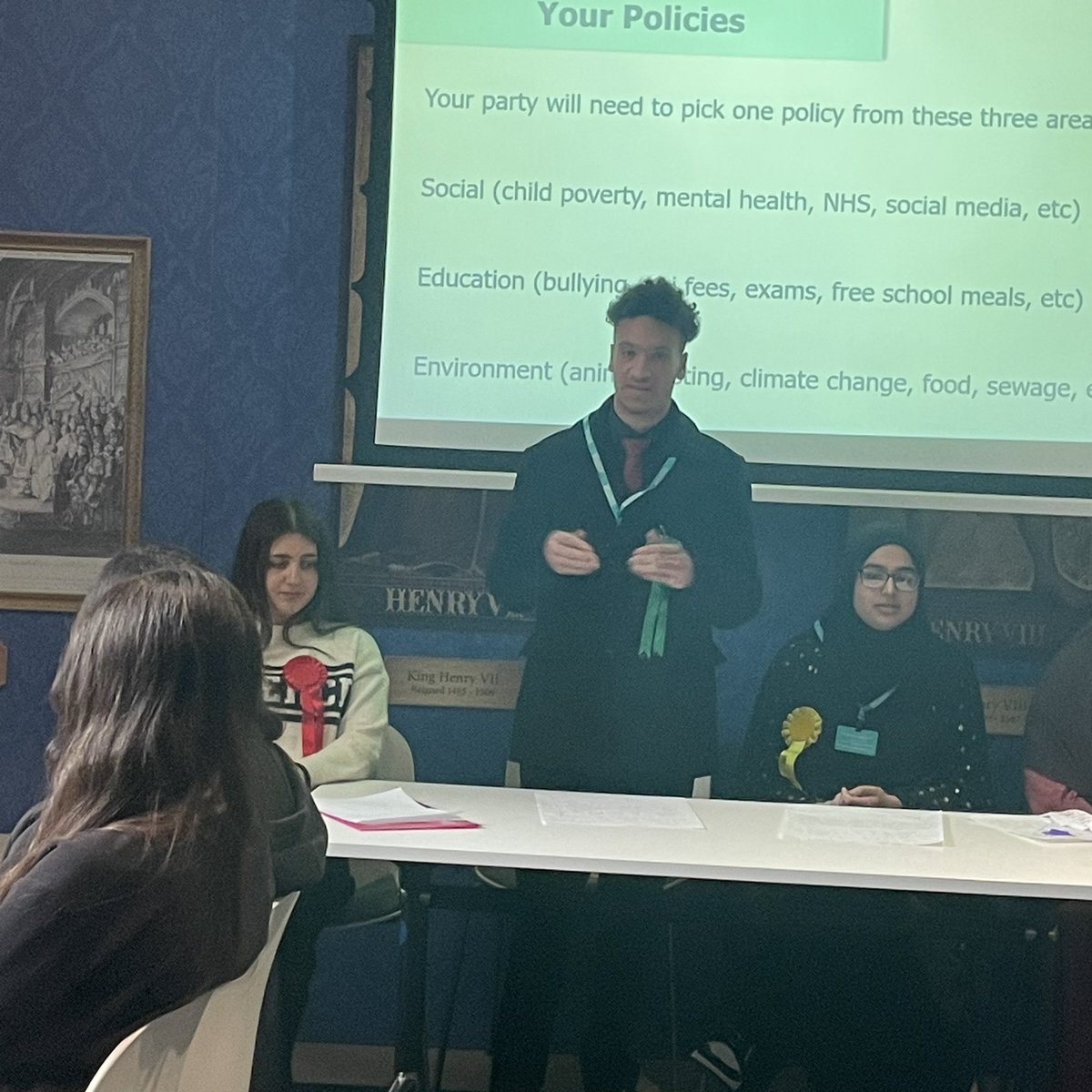 Our Year 13s had an excellent visit to the #housesofparliament today; all the MPs were busy conferencing, which meant they were able to explore the Commons before taking part in a mock election #aspirebelieveachieve #prideinprospect @KGAcademies
