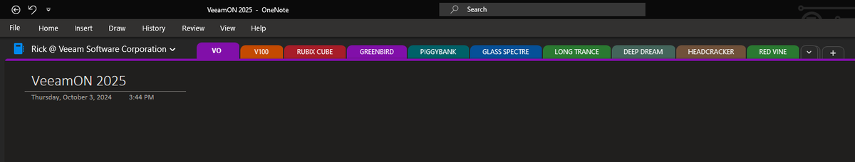 RickVanover's tweet photo. Created a new page in OneNote today. The stuff gets real... #VeeamON 2025 https://t.co/2cFIeBJk2I